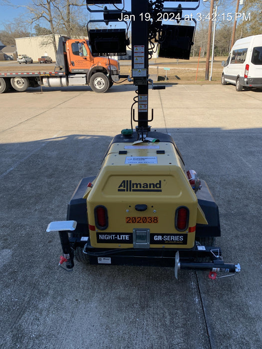 2022 Allmand NLV3GR (4) LED Light Fixture 350W, 23' Vertical Mast, 3kW Prime, Towable, Deep Sea L401, Leveling Jacks, Yanmar T4F 5.8hp