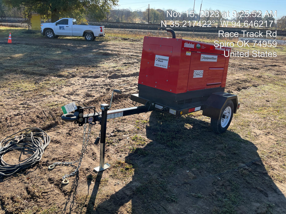 2023 Shindaiwa DGW400MDL Kubota D902 Engine, 23 HP, Dual Op Welder, Wire, Arc, Droop Stick, Tig, and CC Stick Functionality, Simulphase, 3 Phase and 1 Phase Gen Output, Single Axle NB Trlr, Slr Trckl Chrg 12V 12W, Fire Ext