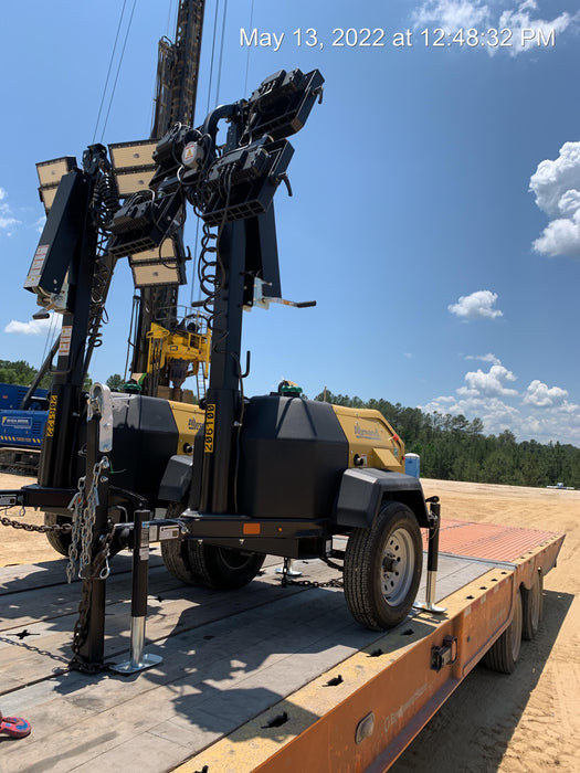 2022 Allmand NLV3GR (4) LED Light Fixture 350W, 23' Vertical Mast, 3kW Prime, Towable, Deep Sea L401, Leveling Jacks, Yanmar T4F 5.8hp