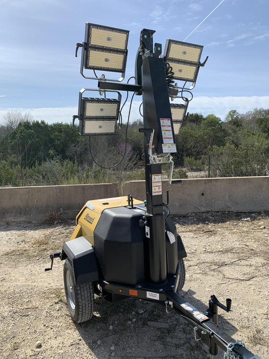 2022 Allmand NLV3GR (4) LED Light Fixture 350W, 23' Vertical Mast, 3kW Prime, Towable, Deep Sea L401, Leveling Jacks, Yanmar T4F 5.8hp