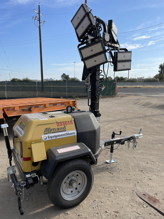 2022 Allmand NLV3GR (4) LED Light Fixture 350W, 23' Vertical Mast, 3kW Prime, Towable, Deep Sea L401, Leveling Jacks, Yanmar T4F 5.8hp