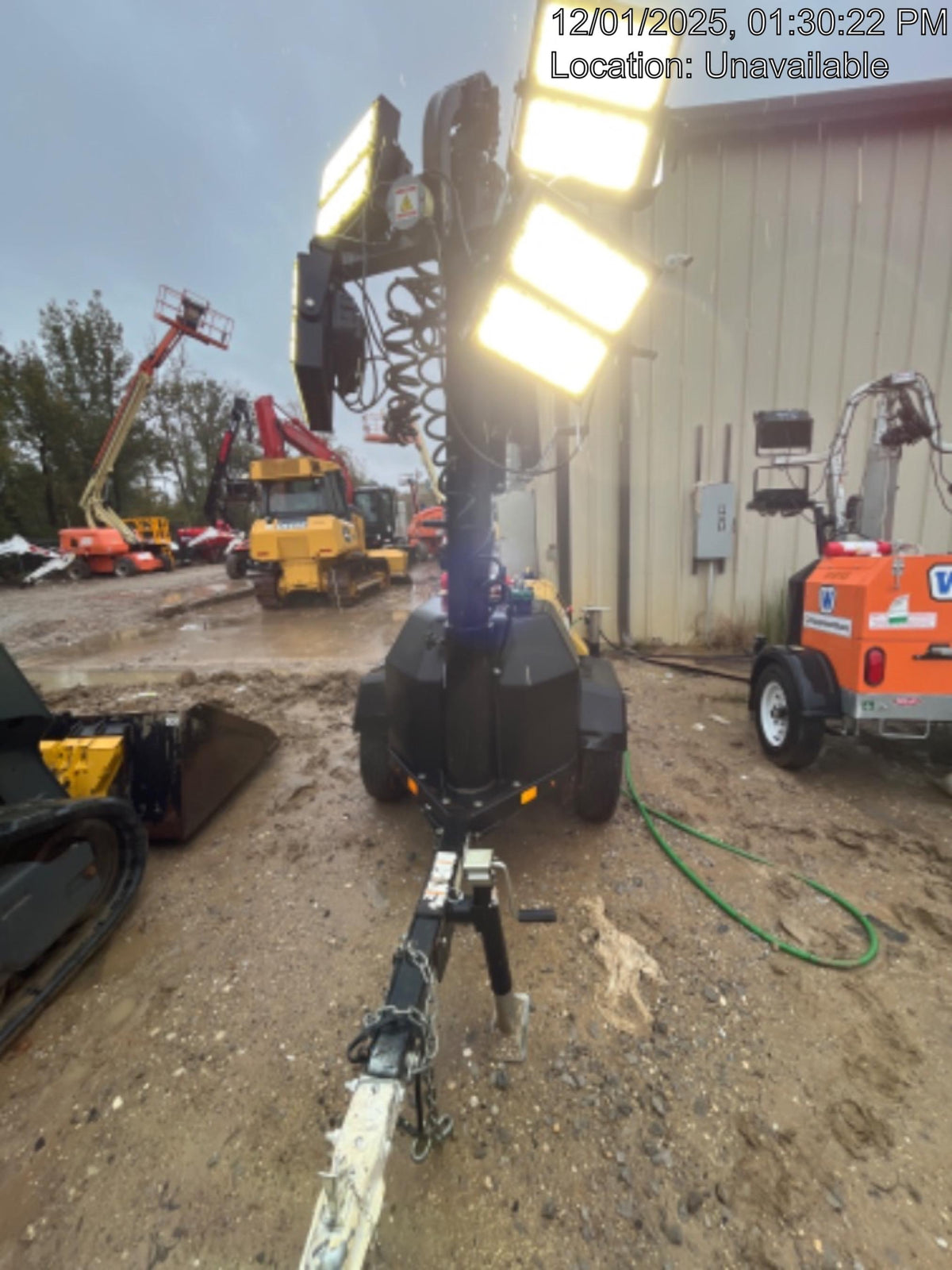 2022 Allmand NLV3GR (4) LED Light Fixture 350W, 23' Vertical Mast, 3kW Prime, Towable, Deep Sea L401, Leveling Jacks, Yanmar T4F 5.8hp