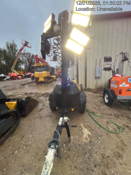 2022 Allmand NLV3GR (4) LED Light Fixture 350W, 23' Vertical Mast, 3kW Prime, Towable, Deep Sea L401, Leveling Jacks, Yanmar T4F 5.8hp
