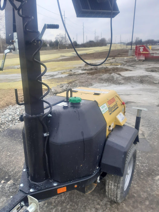 2022 Allmand NLV3GR (4) LED Light Fixture 350W, 23' Vertical Mast, 3kW Prime, Towable, Deep Sea L401, Leveling Jacks, Yanmar T4F 5.8hp