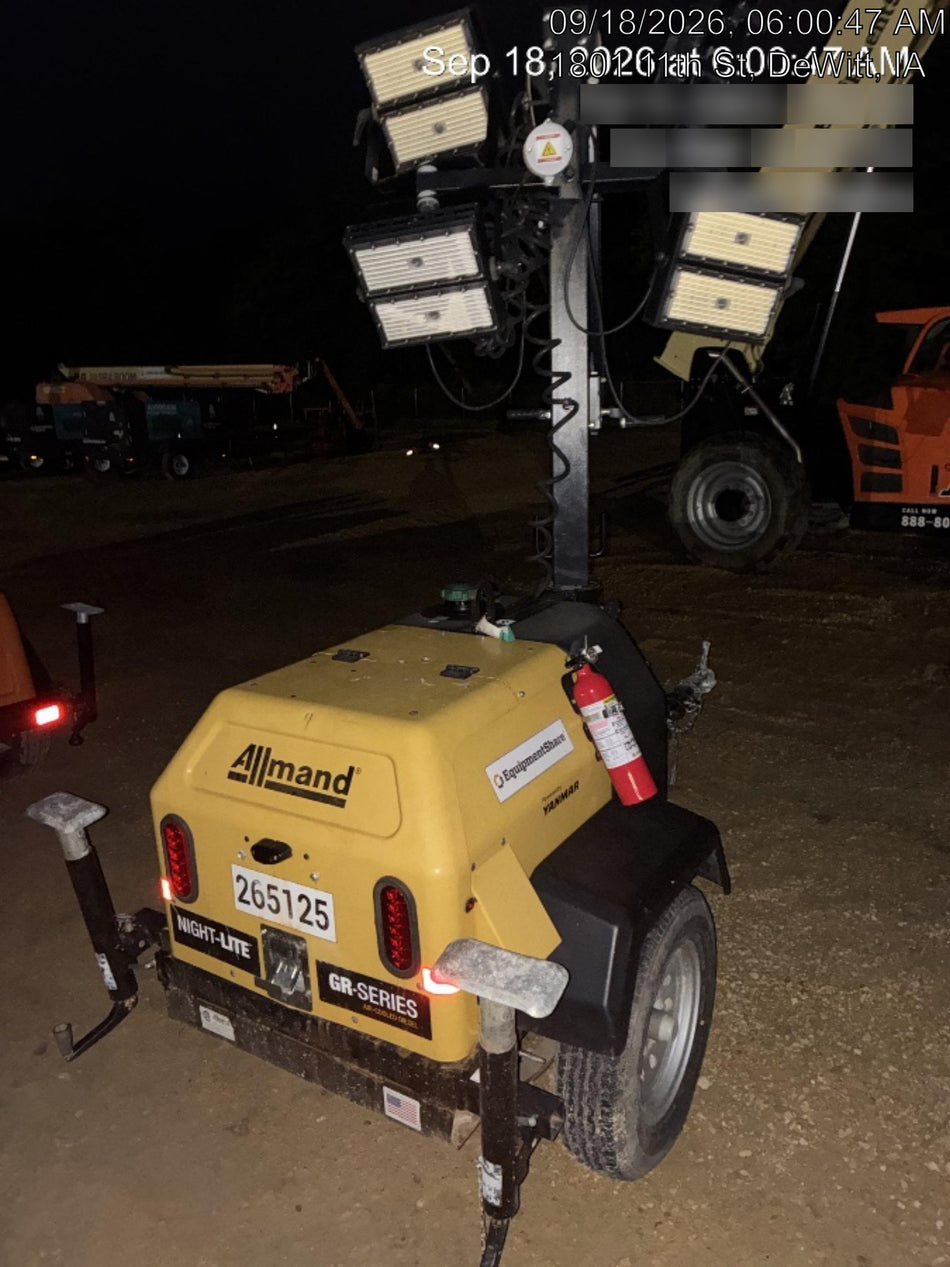 2022 Allmand NLV3GR (4) LED Light Fixture 350W, 23' Vertical Mast, 3kW Prime, Towable, ES Decals, T3