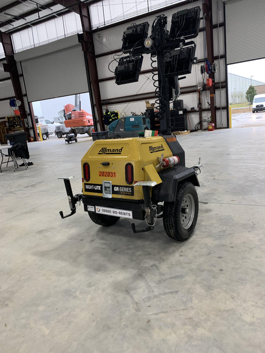 2022 Allmand NLV3GR (4) LED Light Fixture 350W, 23' Vertical Mast, 3kW Prime, Towable, Deep Sea L401, Leveling Jacks, Yanmar T4F 5.8hp