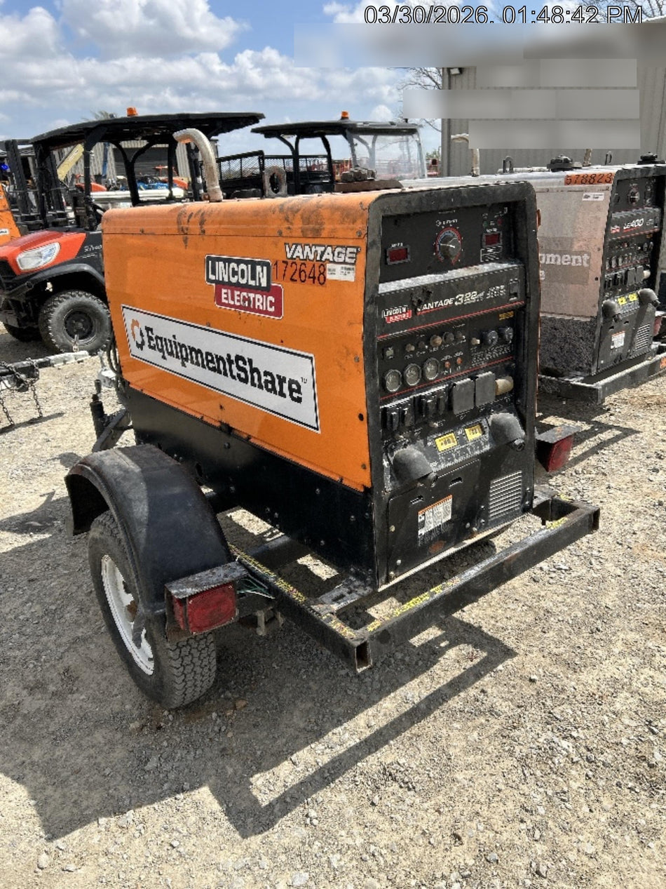 2021 Lincoln Electric Vantage 322 Vantage 322 Ready Pak 3 w/ Decals, ORANGE (includes trailer, cable rack, fender light kit) NO Telematics