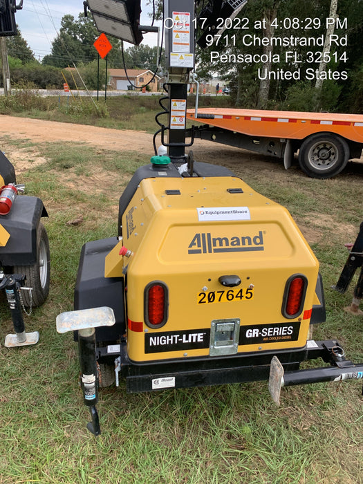 2022 Allmand NLV3GR (4) LED Light Fixture 350W, 23' Vertical Mast, 3kW Prime, Towable, Deep Sea L401, Leveling Jacks, Yanmar T4F 5.8hp