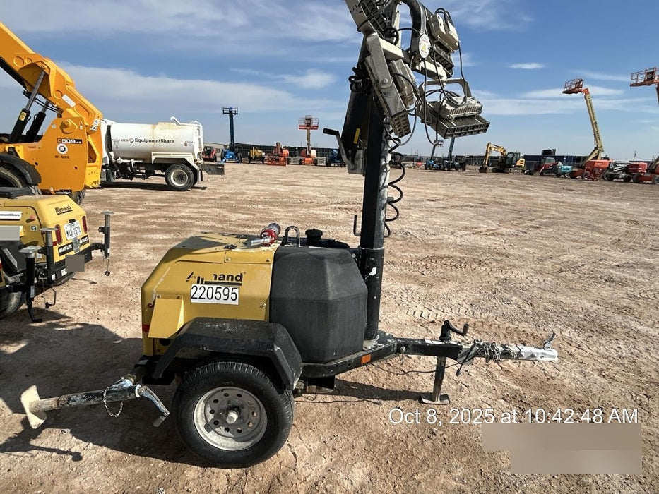 2022 Allmand NLV3GR (4) LED Light Fixture 350W, 23' Vertical Mast, 3kW Prime, Towable, Deep Sea L401, Leveling Jacks, Yanmar T4F 5.8hp