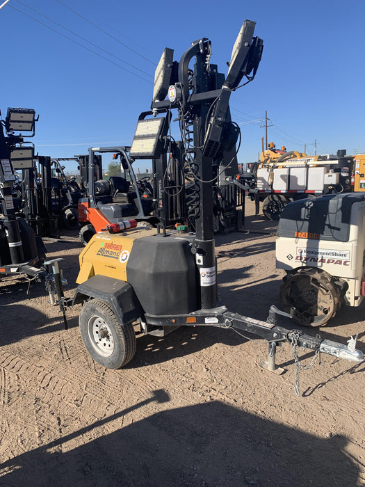 2021 Allmand NLV3GR (4) LED Light Fixture 350W, 23' Vertical Mast, 3kW Prime, Towable, Deep Sea L401, Leveling Jacks, Yanmar T4F 5.8hp