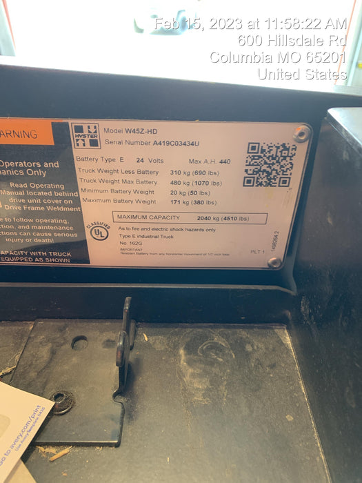 2020 HYSTER W45ZHD