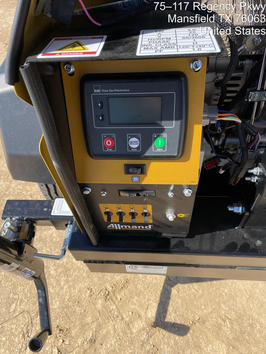 2022 Allmand NLV3GR (4) LED Light Fixture 350W, 23' Vertical Mast, 3kW Prime, Towable, ES Decals, T3