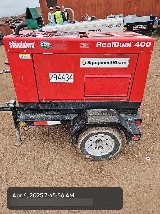 2023 Shindaiwa DGW400MDL Kubota D902 Engine, 23 HP, Dual Op Welder, Wire, Arc, Droop Stick, Tig, and CC Stick Functionality, Simulphase, 3 Phase and 1 Phase Gen Output, Single Axle NB Trlr, Slr Trckl Chrg 12V 12W, Fire Ext