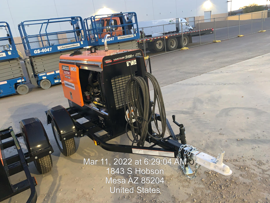 2021 Lincoln Electric Vantage 322 Vantage 322 Ready Pak 3 w/ Decals, ORANGE (includes trailer, cable rack, fender light kit) NO Telematics