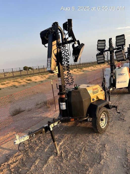 2022 Allmand NLV3GR (4) LED Light Fixture 350W, 23' Vertical Mast, 3kW Prime, Towable, Deep Sea L401, Leveling Jacks, Yanmar T4F 5.8hp