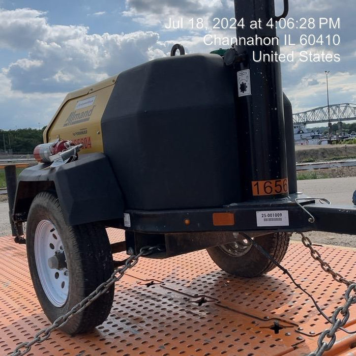 2021 Allmand NLV3GR (4) LED Light Fixture 350W, 23' Vertical Mast, 3kW Prime, Towable, Deep Sea L401, Leveling Jacks, Yanmar T4F 5.8hp