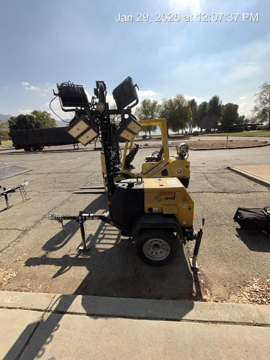 2022 Allmand NLV3GR (4) LED Light Fixture 350W, 23' Vertical Mast, 3kW Prime, Towable, Deep Sea L401, Leveling Jacks, Yanmar T4F 5.8hp