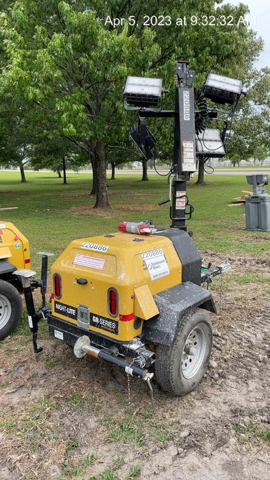 2022 Allmand NLV3GR (4) LED Light Fixture 350W, 23' Vertical Mast, 3kW Prime, Towable, Deep Sea L401, Leveling Jacks, Yanmar T4F 5.8hp