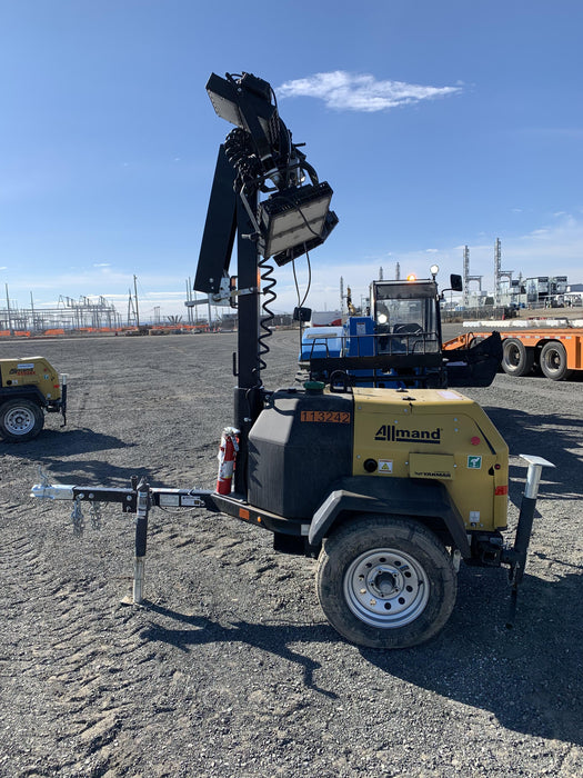 2020 Allmand NLV3GR (4) LED Light Fixture 350W, 23' Vertical Mast, 3kW Prime, Towable, Deep Sea L401, Leveling Jacks, Yanmar T4F 5.8hp