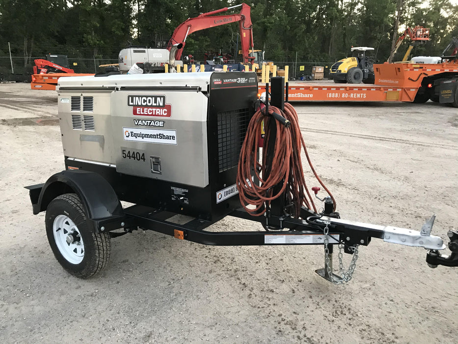 2019 Lincoln Electric Vantage 322 Welder Ready-Pak 3, Two wheel trailer, Fender and Light kit, Cable Rack