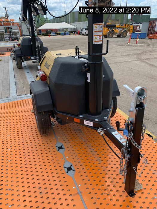 2022 Allmand NLV3GR (4) LED Light Fixture 350W, 23' Vertical Mast, 3kW Prime, Towable, Deep Sea L401, Leveling Jacks, Yanmar T4F 5.8hp