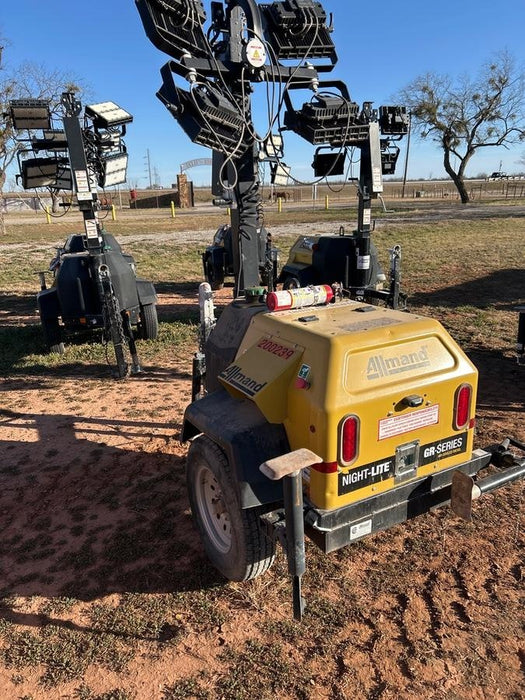 2022 Allmand NLV3GR (4) LED Light Fixture 350W, 23' Vertical Mast, 3kW Prime, Towable, Deep Sea L401, Leveling Jacks, Yanmar T4F 5.8hp