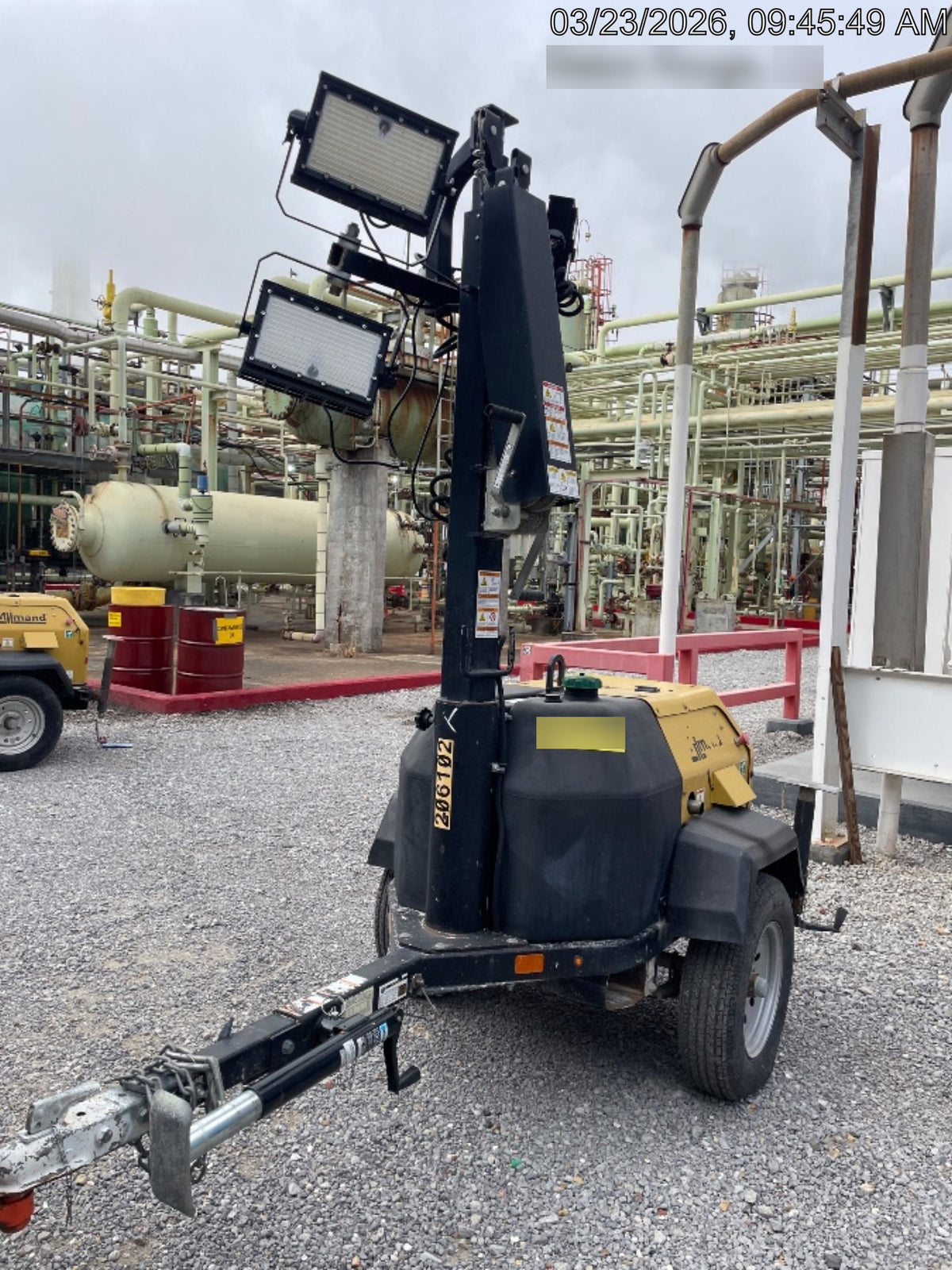 2022 Allmand NLV3GR (4) LED Light Fixture 350W, 23' Vertical Mast, 3kW Prime, Towable, Deep Sea L401, Leveling Jacks, Yanmar T4F 5.8hp