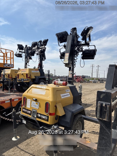 2022 Allmand NLV3GR (4) LED Light Fixture 350W, 23' Vertical Mast, 3kW Prime, Towable, Deep Sea L401, Leveling Jacks, Yanmar T4F 5.8hp