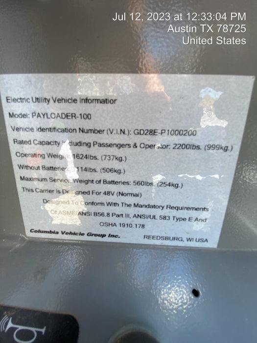 2022 COLUMBIA Payloader 2XL