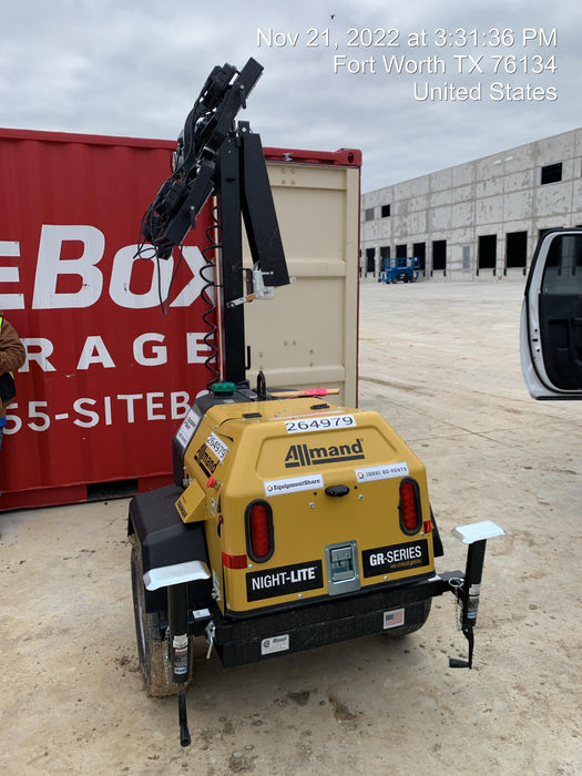 2022 Allmand NLV3GR (4) LED Light Fixture 350W, 23' Vertical Mast, 3kW Prime, Towable, ES Decals, T3