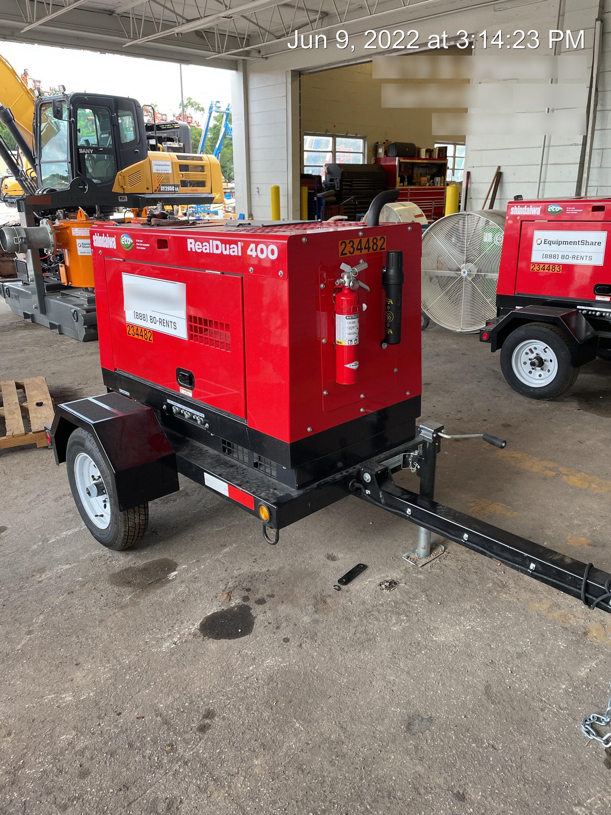 2022 Shindaiwa DGW400MDL Kubota D902 Engine, 23 HP, Dual Op Welder, Wire, Arc, Droop Stick, Tig, and CC Stick Functionality, Simulphase, 3 Phase and 1 Phase Gen Output, Single Axle NB Trlr, Slr Trckl Chrg 12V 12W, Fire Ext
