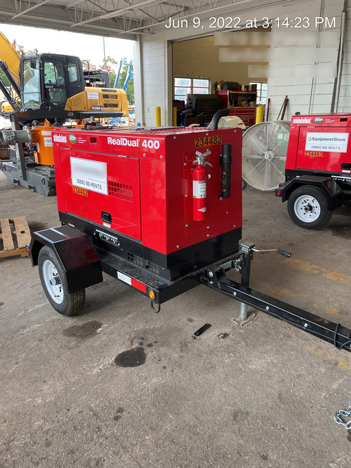 2022 Shindaiwa DGW400MDL Kubota D902 Engine, 23 HP, Dual Op Welder, Wire, Arc, Droop Stick, Tig, and CC Stick Functionality, Simulphase, 3 Phase and 1 Phase Gen Output, Single Axle NB Trlr, Slr Trckl Chrg 12V 12W, Fire Ext