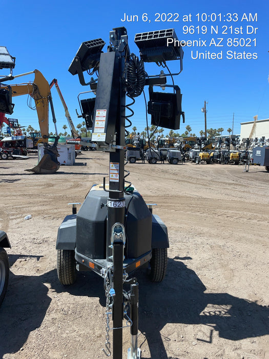 2022 Allmand NLV3GR (4) LED Light Fixture 350W, 23' Vertical Mast, 3kW Prime, Towable, Deep Sea L401, Leveling Jacks, Yanmar T4F 5.8hp