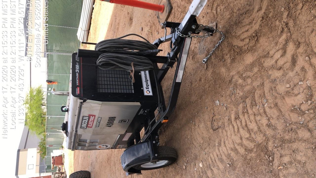 2018 Lincoln Electric Vantage 322 Welder Ready-Pak 3, Two wheel trailer, Fender and Light kit, Cable Rack
