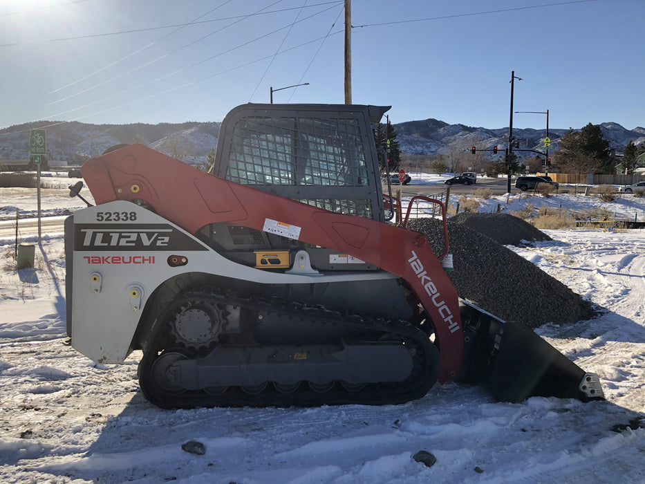 2019 Takeuchi TL12V2C ROPS/FOPS Cab, Heat/AC, Defroster, Rubber Tracks, Back-up Alarm, Front & Rear Working Lights, Auxiliary Hydraulics, Two-Speed Travel, Electronic Monitoring System, Hydraulic Universal Quick Hitch w/80" HD Smooth Dirt Bucket with Bolt-on Edge, 24.0 cu ft. Capacity