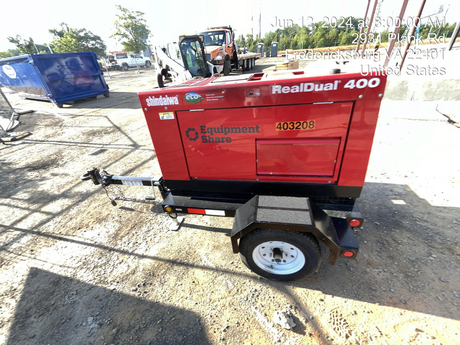 2024 Shindaiwa DGW400MDL Kubota D902 Engine, 23 HP, Dual Op Welder, Wire, Arc, Droop Stick, Tig, and CC Stick Functionality, Simulphase, 3 Phase and 1 Phase Gen Output, Single Axle NB Trlr, Slr Trckl Chrg 12V 12W, Fire Ext