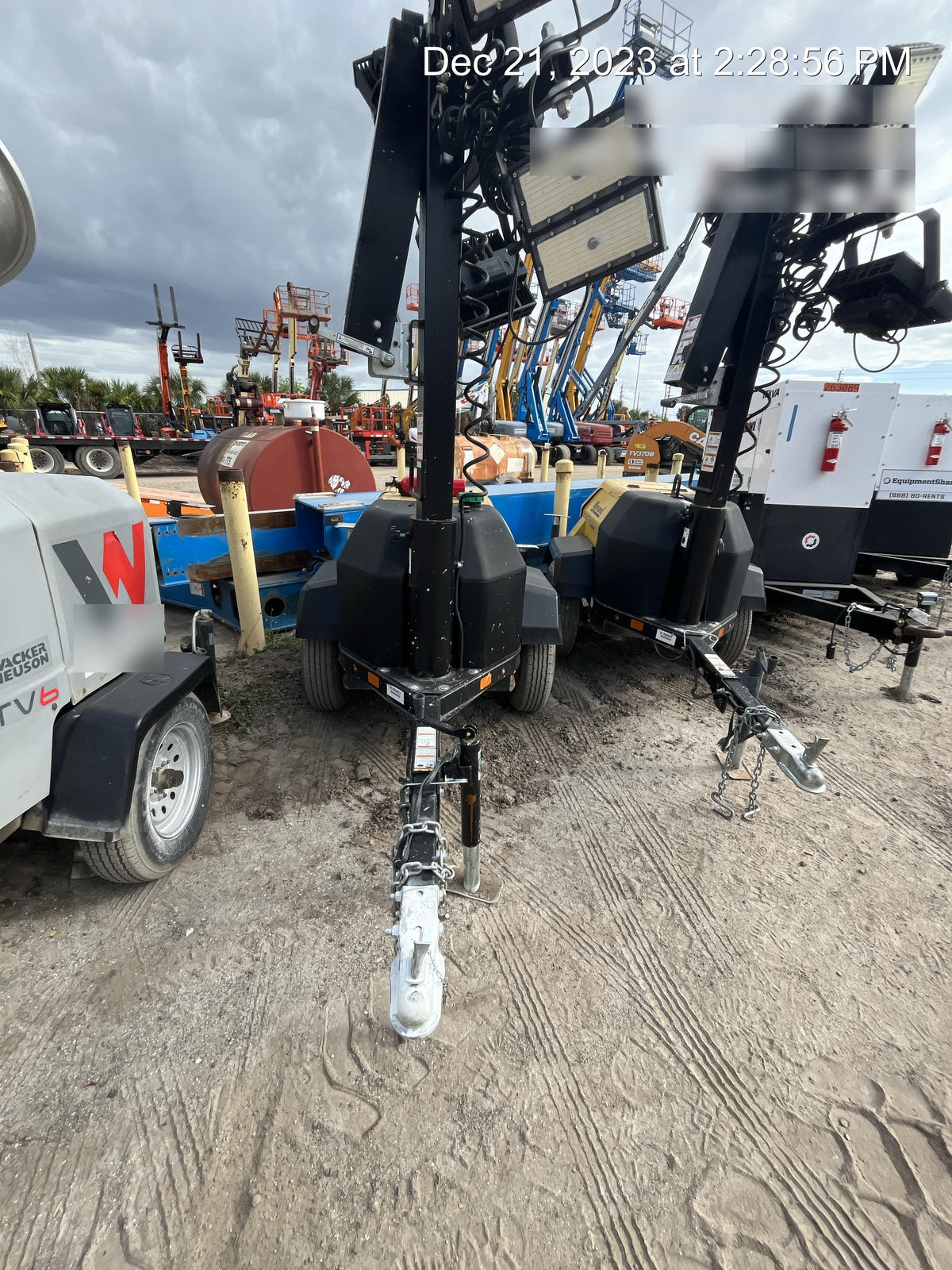 2022 Allmand NLV3GR (4) LED Light Fixture 350W, 23' Vertical Mast, 3kW Prime, Towable, Deep Sea L401, Leveling Jacks, Yanmar T4F 5.8hp