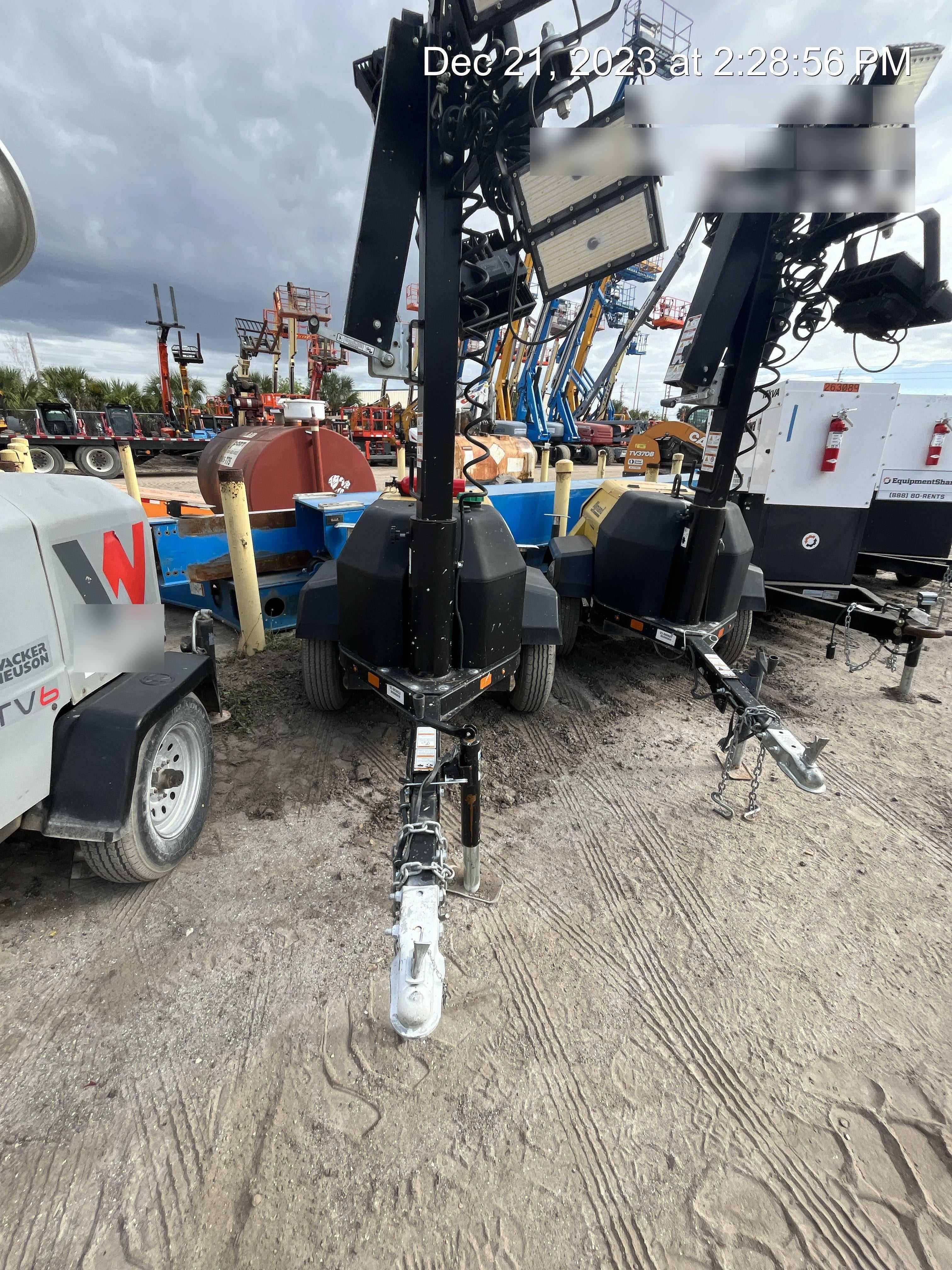 2022 Allmand NLV3GR (4) LED Light Fixture 350W, 23' Vertical Mast, 3kW Prime, Towable, Deep Sea L401, Leveling Jacks, Yanmar T4F 5.8hp