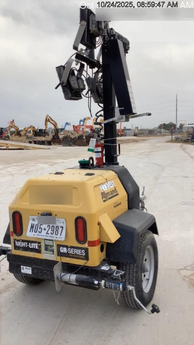 2022 Allmand NLV3GR (4) LED Light Fixture 350W, 23' Vertical Mast, 3kW Prime, Towable, ES Decals, T3