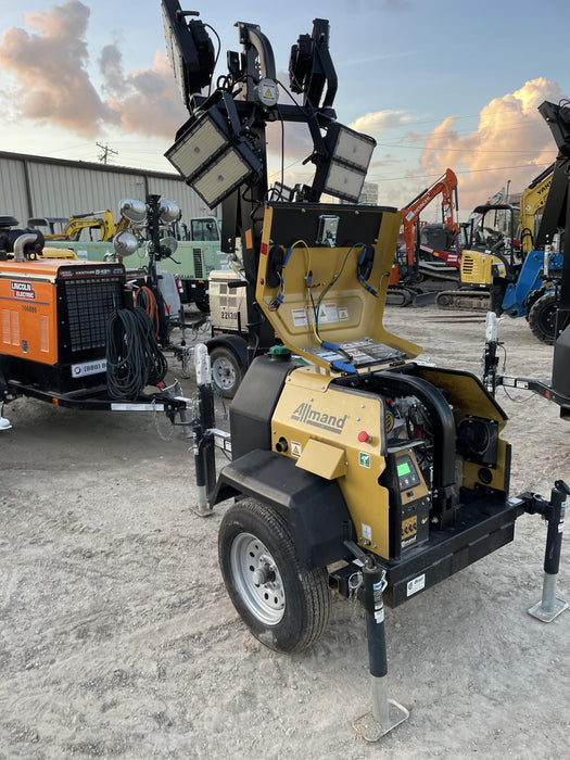 2022 Allmand NLV3GR (4) LED Light Fixture 350W, 23' Vertical Mast, 3kW Prime, Towable, Deep Sea L401, Leveling Jacks, Yanmar T4F 5.8hp