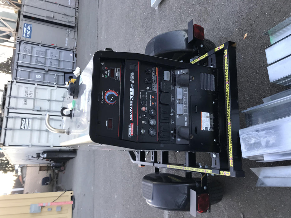 2019 Lincoln Electric Vantage 322 Welder Ready-Pak 3, Two wheel trailer, Fender and Light kit, Cable Rack