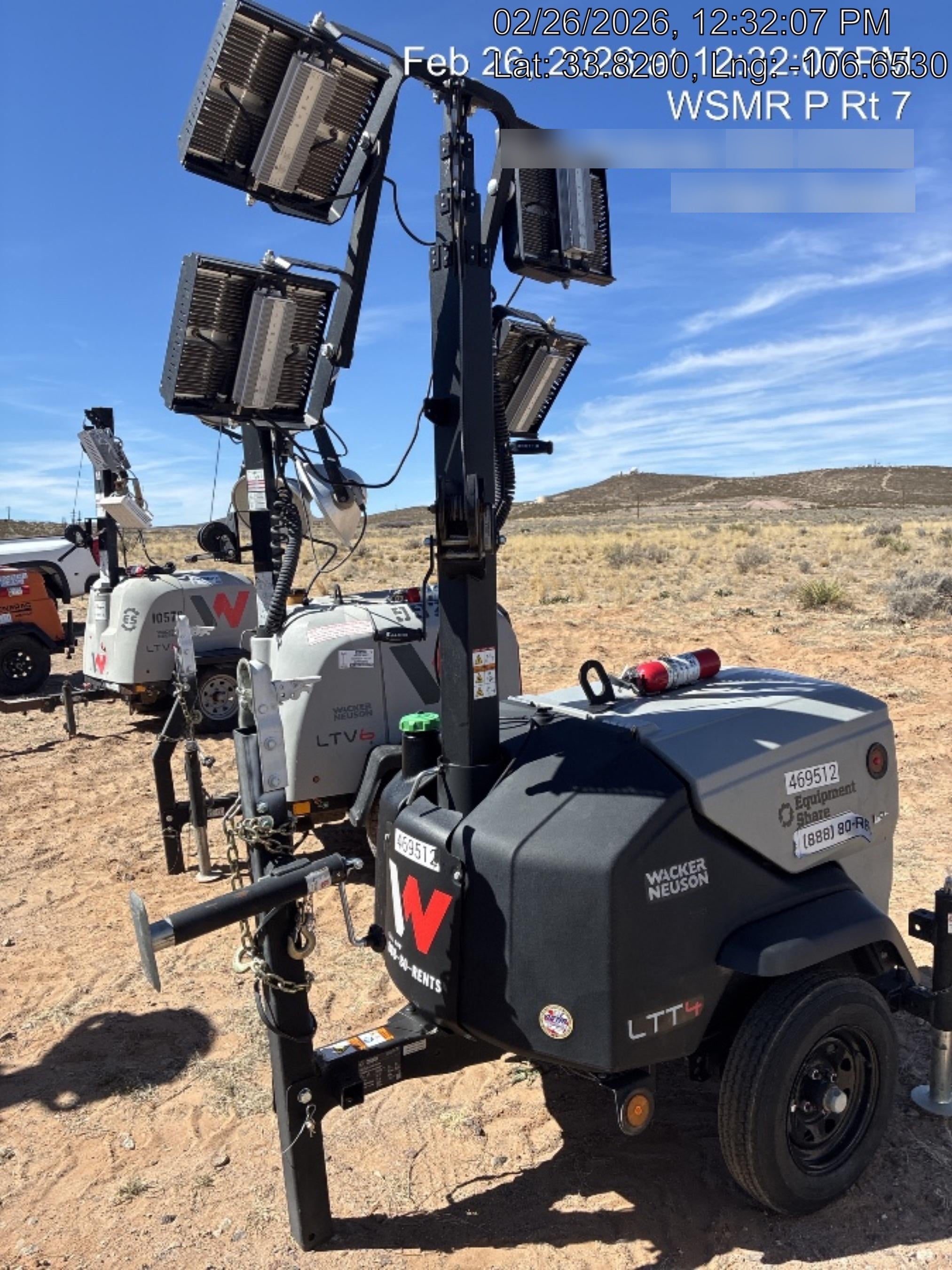 2024 Wacker Neuson LTT4 Diesel, Kohler KDW702, Deep Sea Controller, Auto Start, LED 320W, Bypass Outlet, T3