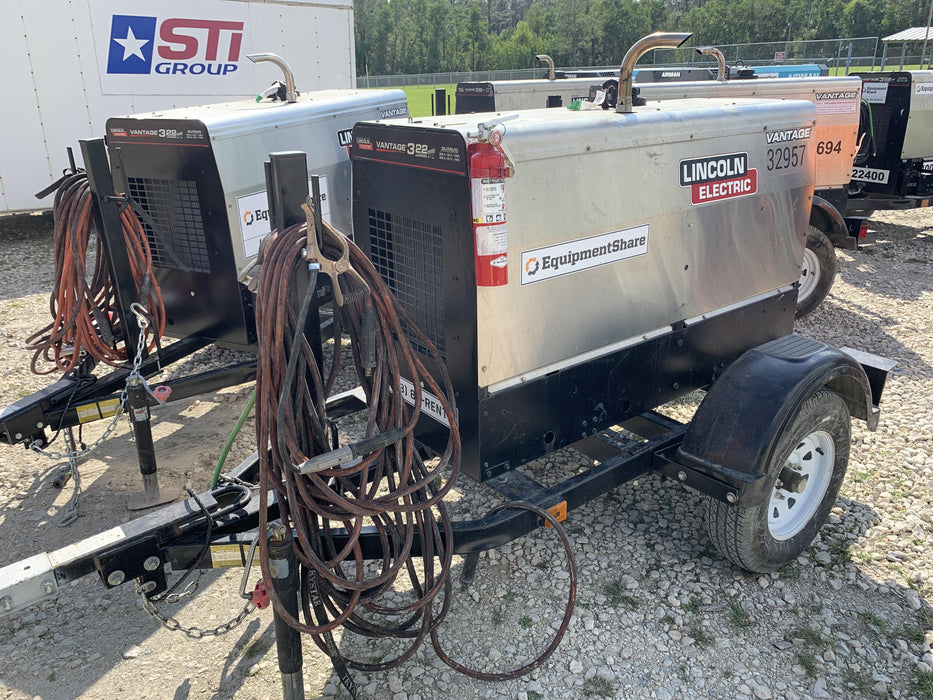 2019 Lincoln Electric Vantage 322 Welder Ready-Pak 3, Two wheel trailer, Fender and Light kit, Cable Rack