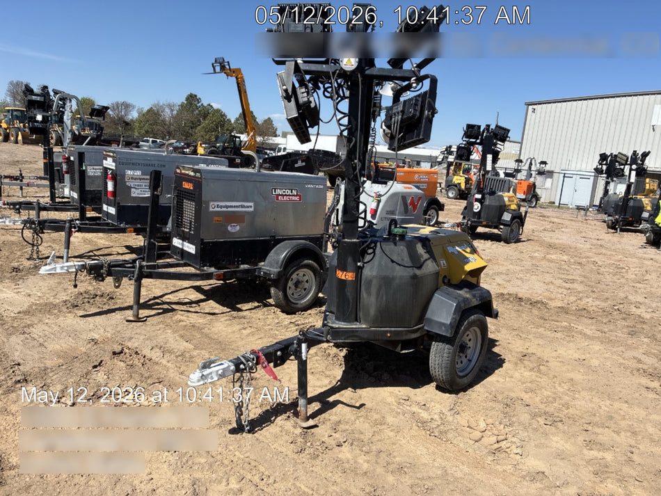 2022 Allmand NLV3GR (4) LED Light Fixture 350W, 23' Vertical Mast, 3kW Prime, Towable, ES Decals, T3