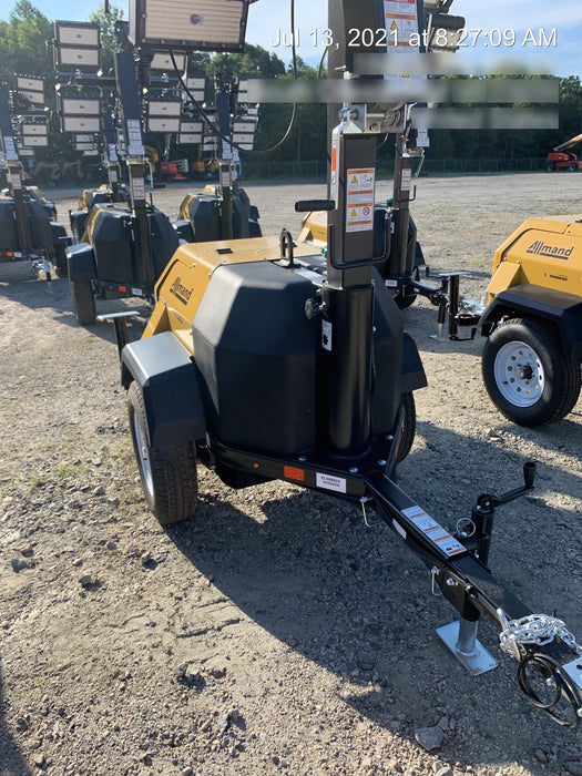 2021 Allmand NLV3GR (4) LED Light Fixture 350W, 23' Vertical Mast, 3kW Prime, Towable, Deep Sea L401, Leveling Jacks, Yanmar T4F 5.8hp