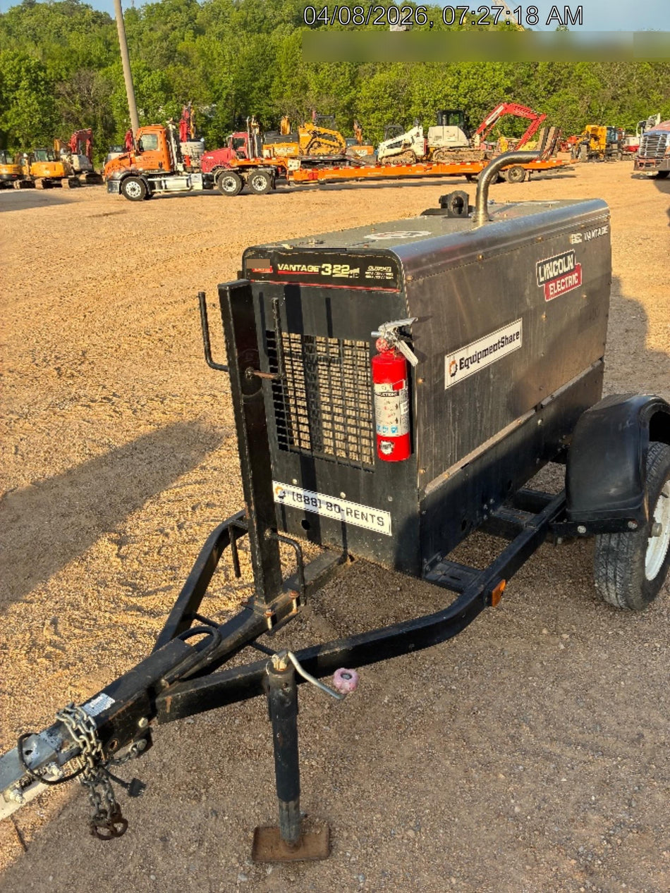 2019 Lincoln Electric Vantage 322 Welder Ready-Pak 3, Two wheel trailer, Fender and Light kit, Cable Rack