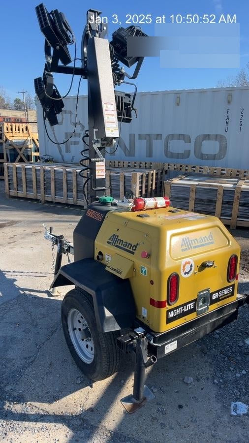 2022 Allmand NLV3GR (4) LED Light Fixture 350W, 23' Vertical Mast, 3kW Prime, Towable, Deep Sea L401, Leveling Jacks, Yanmar T4F 5.8hp