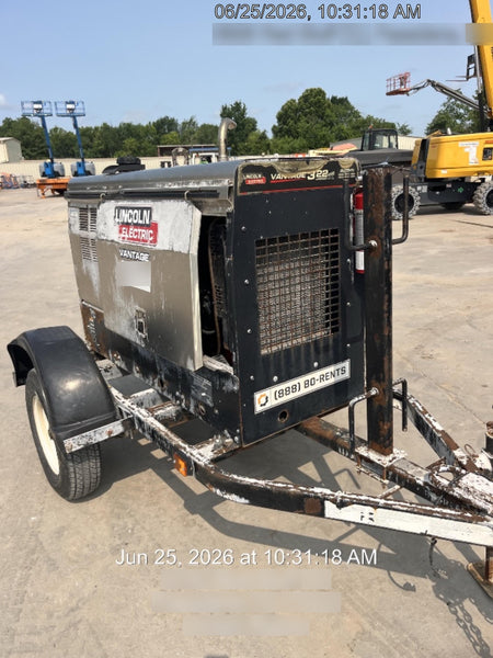 2019 Lincoln Electric Vantage 322 Lincoln Vantage 322 Welder w/Trailer, Light Kit, Cable Rack