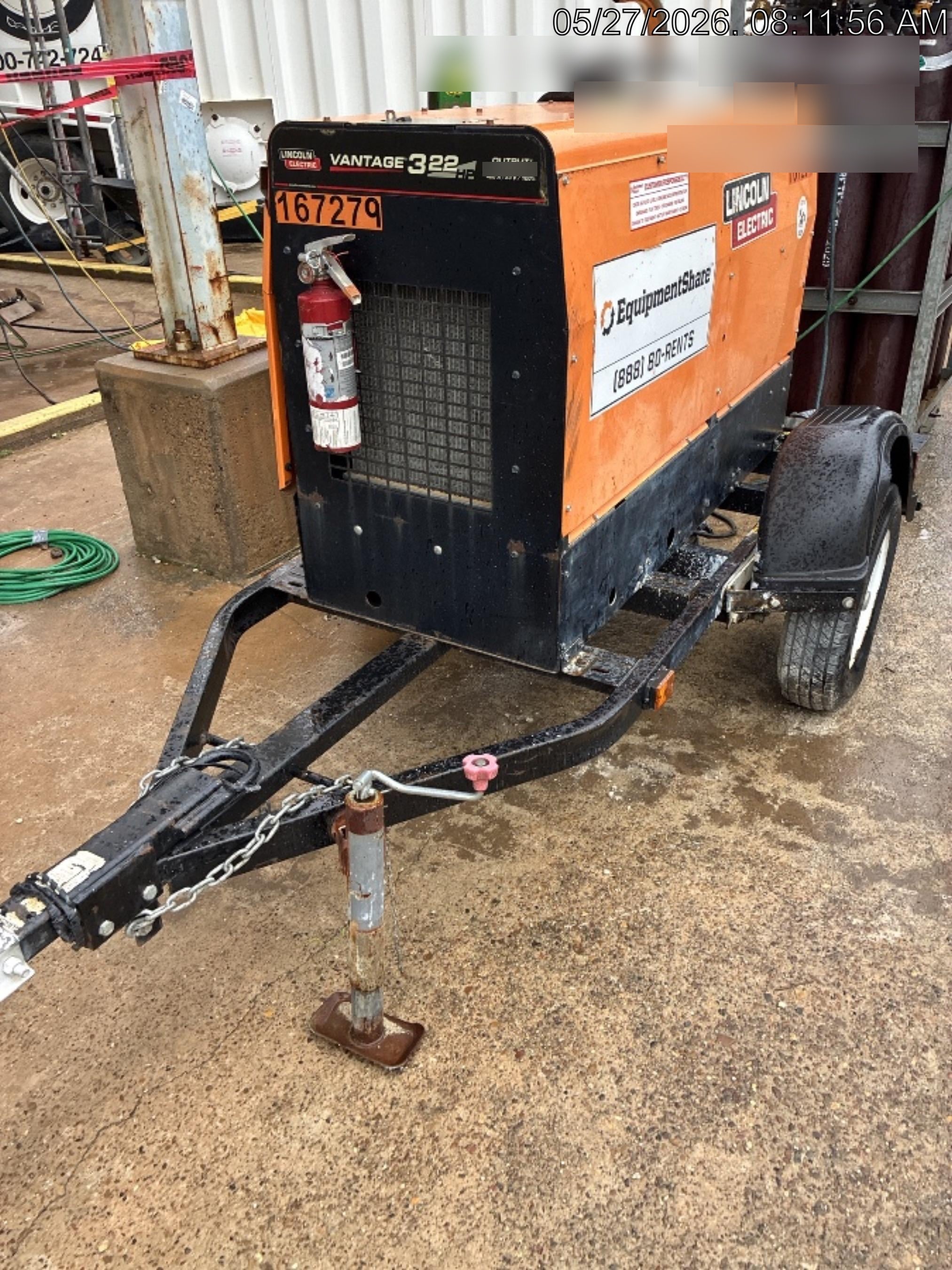 2021 Lincoln Electric Vantage 322 Vantage 322 Ready Pak 3 w/ Decals, ORANGE (includes trailer, cable rack, fender light kit) NO Telematics