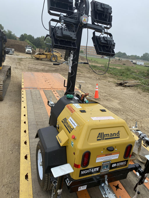 2021 Allmand NLV3GR (4) LED Light Fixture 350W, 23' Vertical Mast, 3kW Prime, Towable, Deep Sea L401, Leveling Jacks, Yanmar T4F 5.8hp